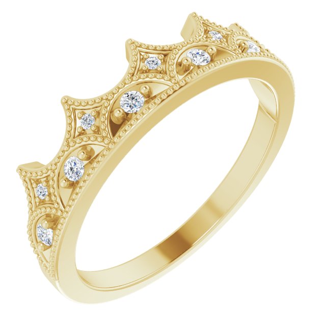 14K Yellow 1/10 CTW Natural Diamond Crown Ring